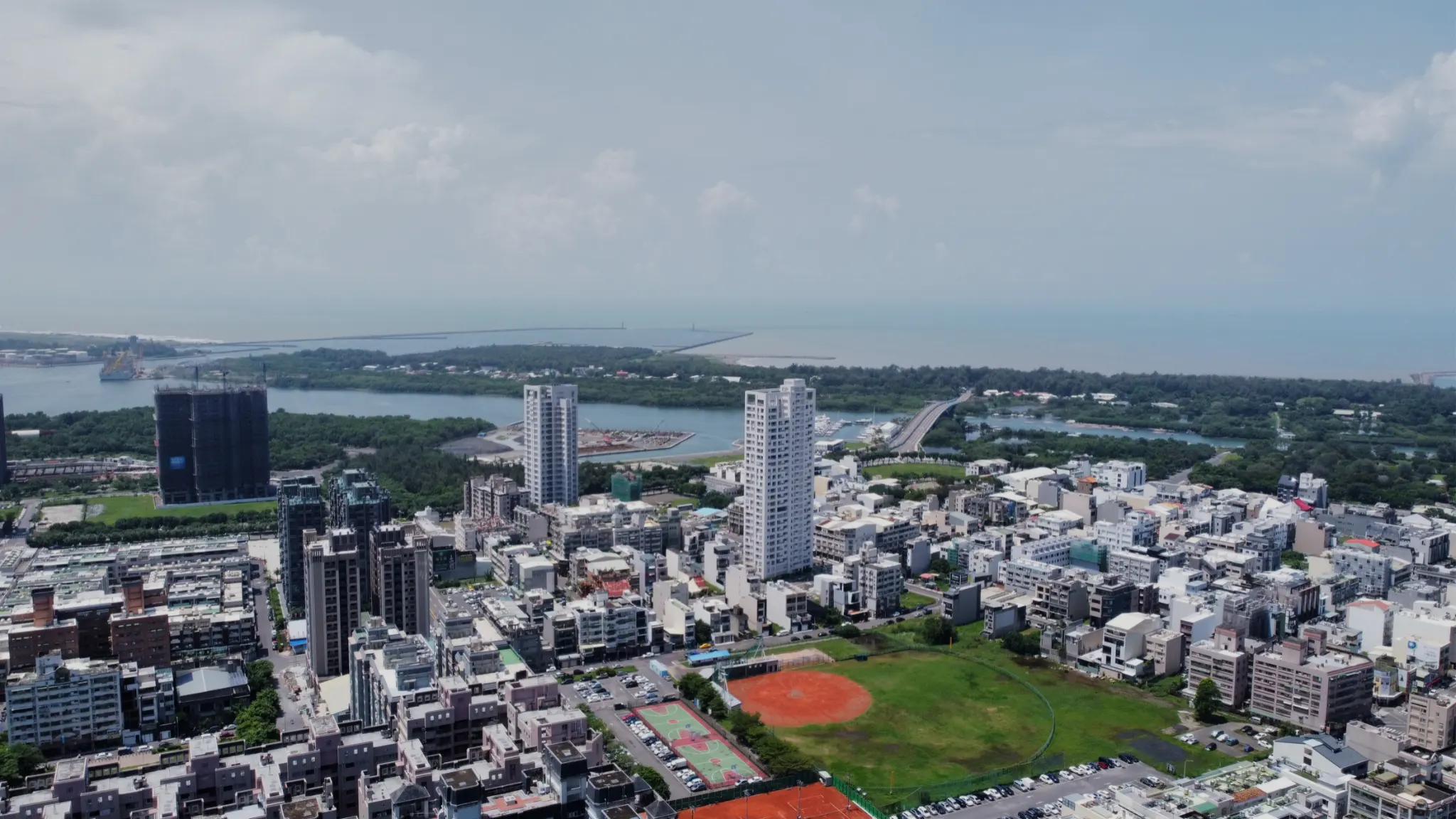 台南安平空拍－鹽水溪出海口與安平高樓群